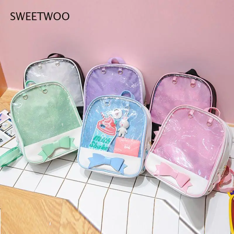 

Clear Transparent Backpacks Women Harajuku Bow-knot Itabags Bags School Bags for Teenager Girls Designer Ita Bag Bookbag Bolsa