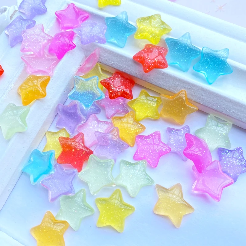 30Pcs Cute Mixed Mini Transparent Little Stars FlatBack Resin Cabochons Scrapbooking DIY Jewelry Craft Decoration Accessories H7