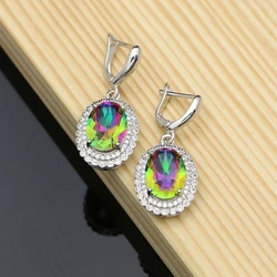 Mystic Rainbow Fire Cubic Zirconia Earrings For Women Stone Bridal Stone Dangle Earrings Jewelry Dropshipping