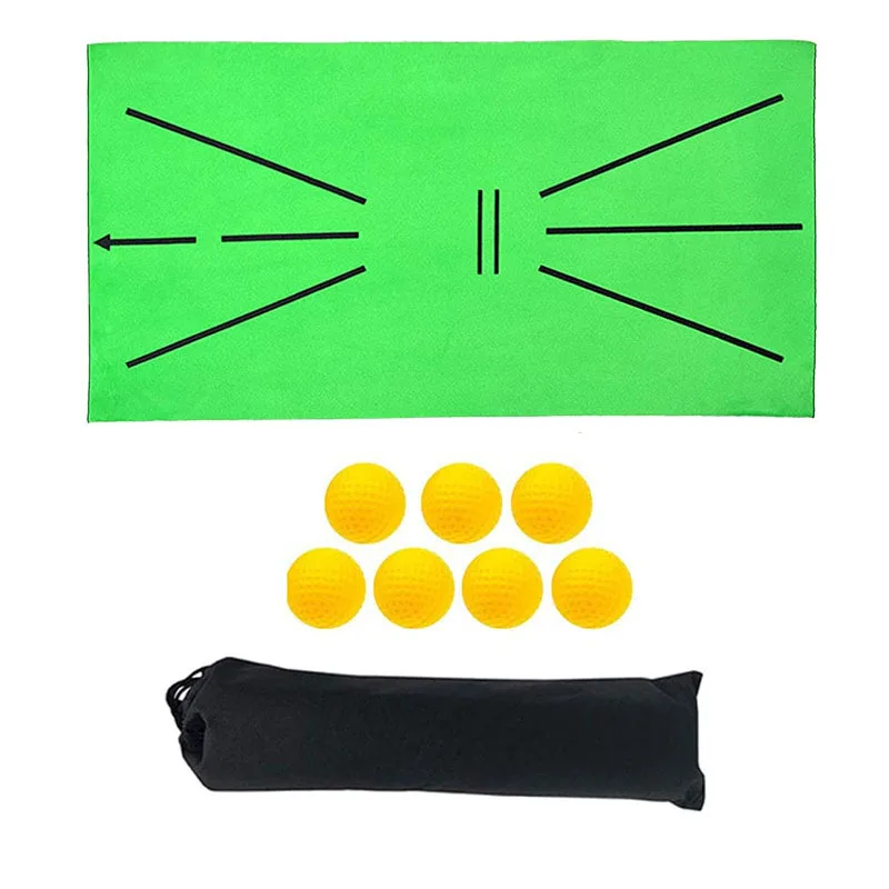 Golf Swing Mat Hitting Batting Direction Indoor Home 30x60cm Golf Swing Training Pad W 7 Pcs Practice Ball Training Accessories