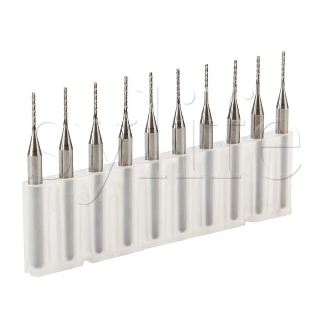 10 x CNC Carbide End Mill Engraving Bits Cutting Edge 0.9mm