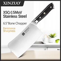 XINZUO 6.5‘’ Inch Chopper Knife High Carbon X5Cr15Mov Steel Stainless Steel Knives Butcher Cleaver Meat Vegetables Ebony Handle