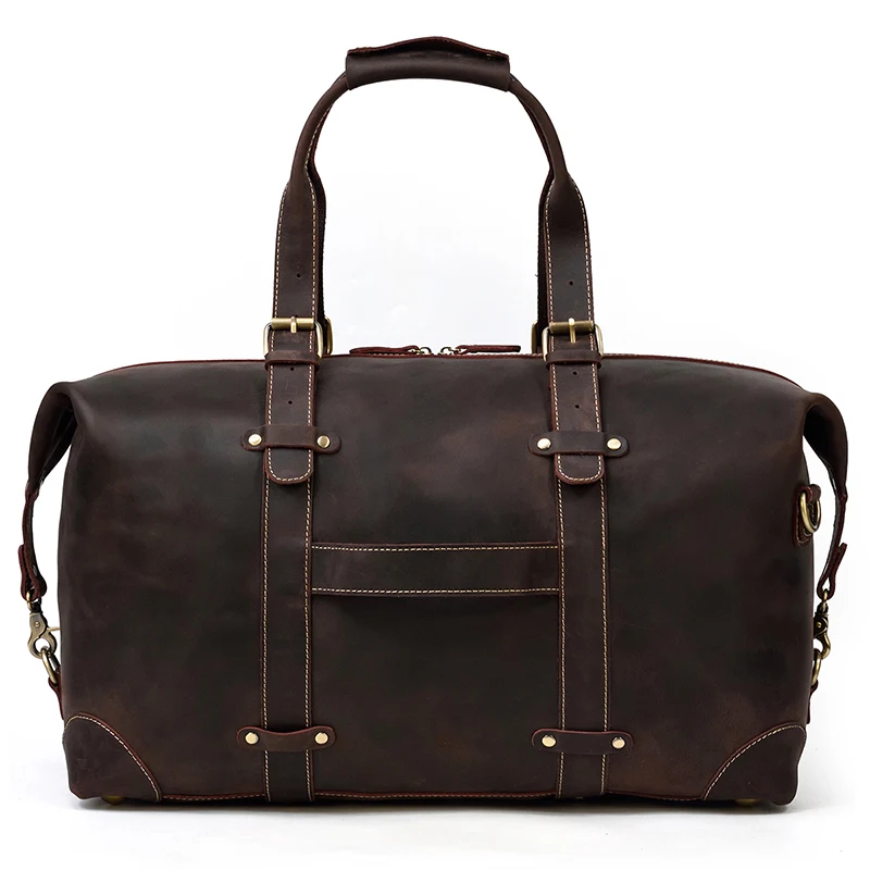 Sac de voyage Vintage en cuir véritable pour homme, fourre-tout en peau de vache, pour le week-end, grand format, 100%