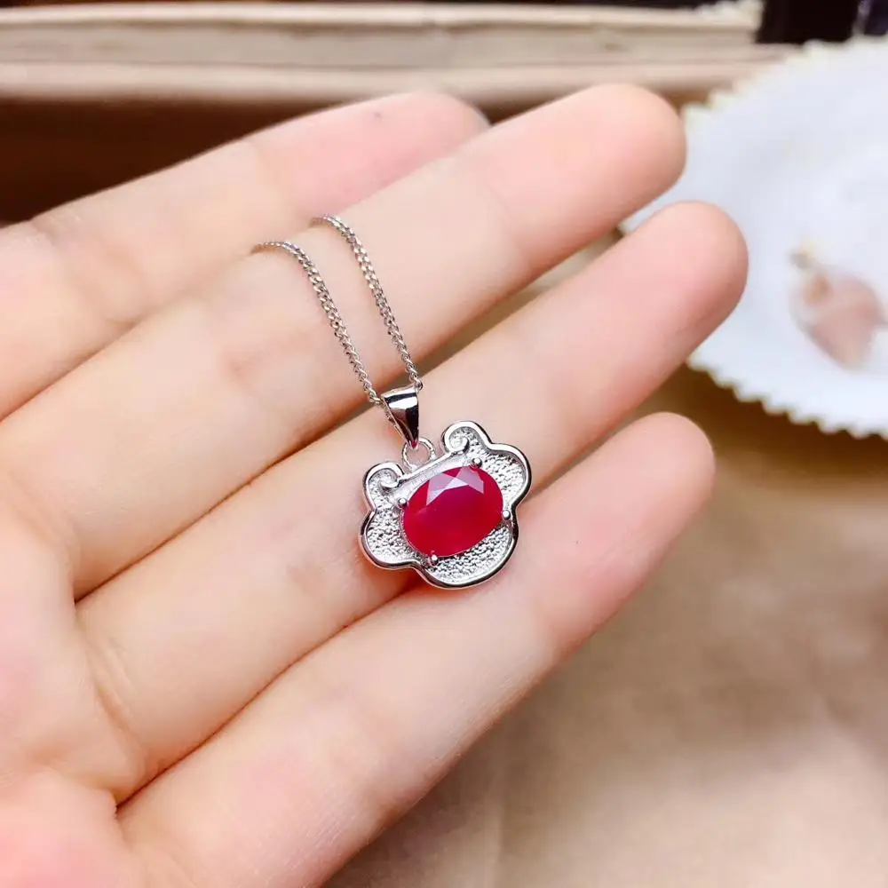 

Six Styles lucky lock gem pendant for necklace silver fine jewelry gift colorful natural genuine gem anniversary birthday gift