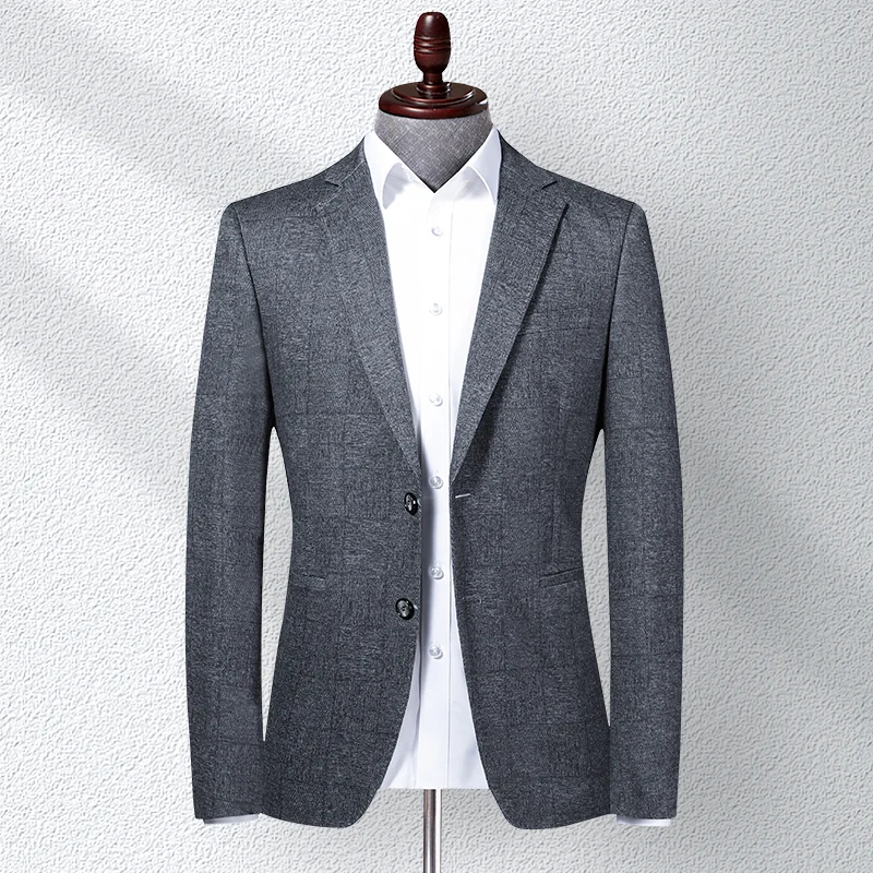 

2020 Men's Casual Blazer Fashion Business Suit Knitted Elastic Coat Slim Fit Party Wedding Jacket Plus Size