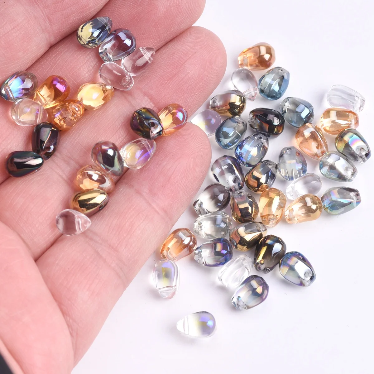 50pcs 6x9mm Colorful Teardrop Crystal Glass Loose Pendants Beads Lot for Jewelry Making DIY Crafts Findings