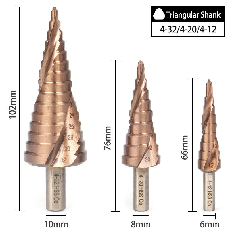 5/9/15steps 4-32mm High Speed Steel Spiral Grooved Metal Conical Drill Bit HSS Step Cone Cutter Tools Titanium Coated Metal Bit