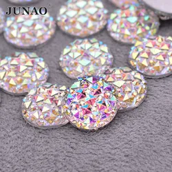 JUNAO 6 8 10 12 20 30 mm Large AB Crystal Rhinestones Stones Applique Flat Back Round Resin Gems Non Sewn Strass For Decoration