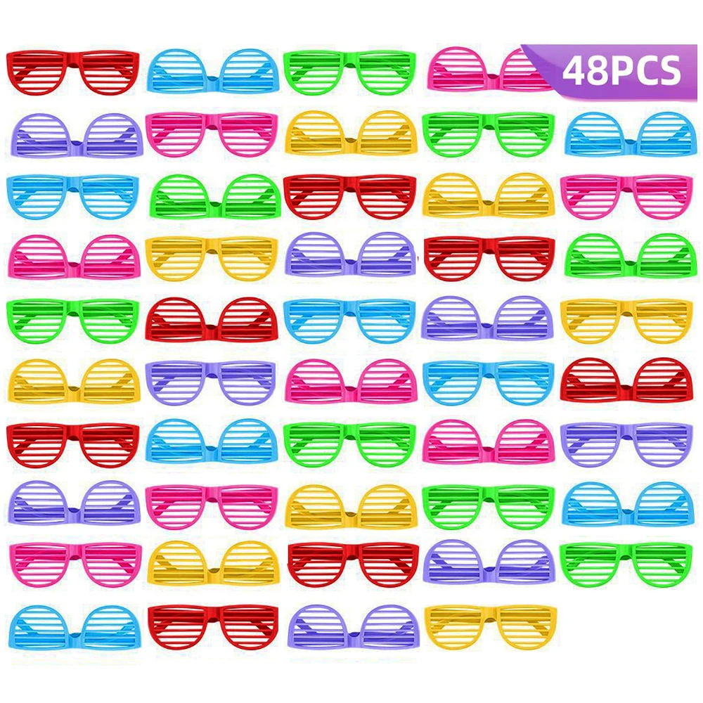 48PCS Party Favor Glasses for Kids Plastic Shutter Shades Glasses for Halloween Club Christmas New Year Party Cosplay Props