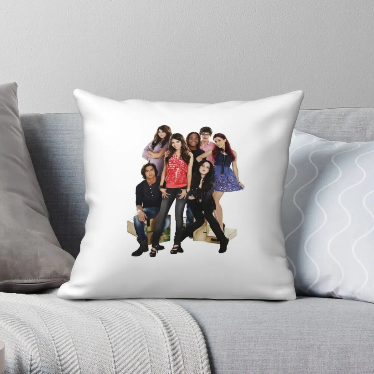 

Victorious Cast Square Pillowcase Polyester Linen Velvet Zip Decor Room Cushion Case