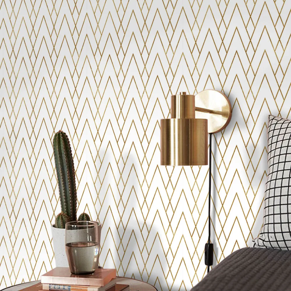 Black Gold Self Adhesive Wallpaper Peel and Stick Geometric Contact Paper Bedroom Wall Renovation Furniture Stickers