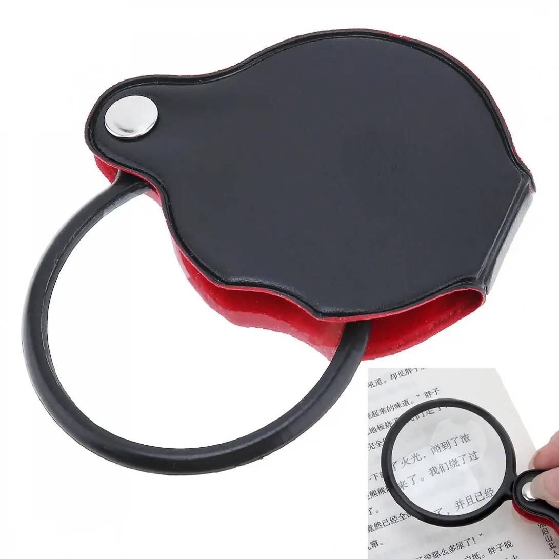 

8X Optical Glass Mini Collapsible Portable Pocket Magnifier with Plastic Frame and Protective Cover for Reading and Inspection