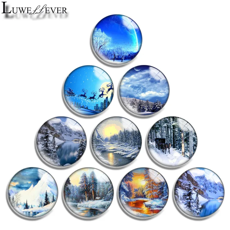 

12mm 14mm 16mm 20mm 25mm 30mm 659 Snowfield Mix Round Glass Cabochon Jewelry Finding 18mm Snap Button Charm Bracelet