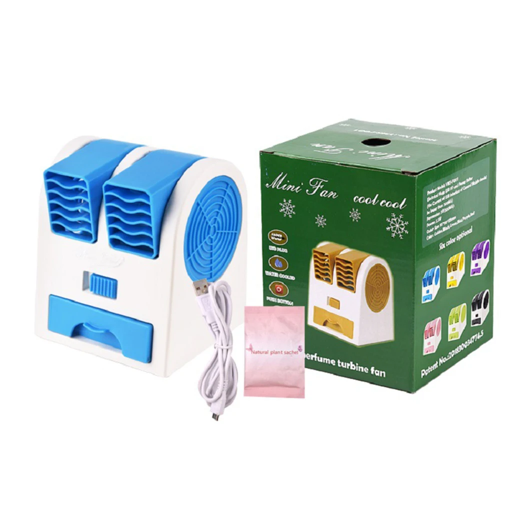 USB مكيف هواء صغير محمول مروحة تبريد شخصية مزدوجة منفذ الهواء الصيف سطح المكتب مبرد الهواء مروحة