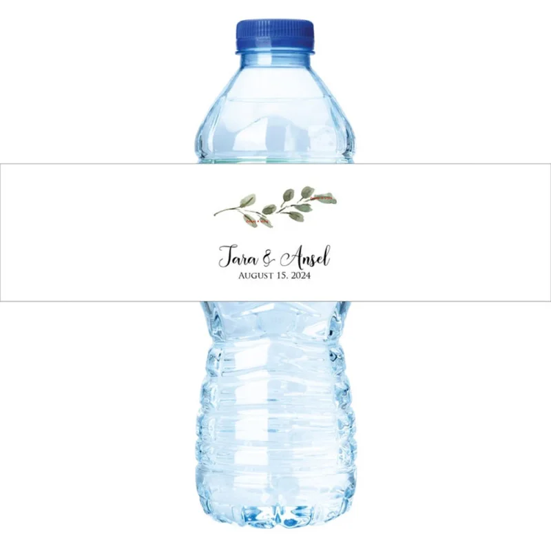 Water Bottle Label Wedding Water Bottle Label Waterbottle Label Personalized Waterproof Label Labels Eucalyptus Branch Greenery