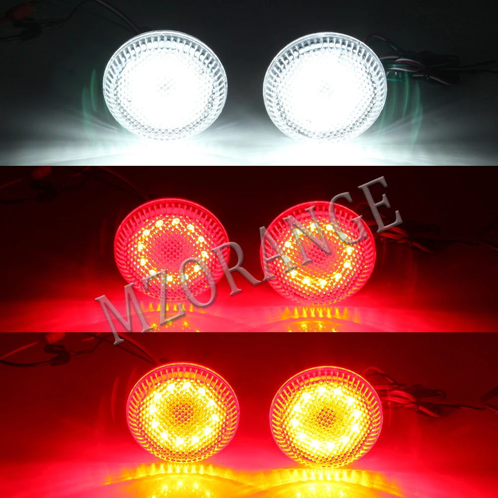 MZORANGE 2Pcs Car LED Warning Lamp Tail Rear Bumper Reflector Round Brake Stop Light For Nissan Qashqai For Toyota Corolla