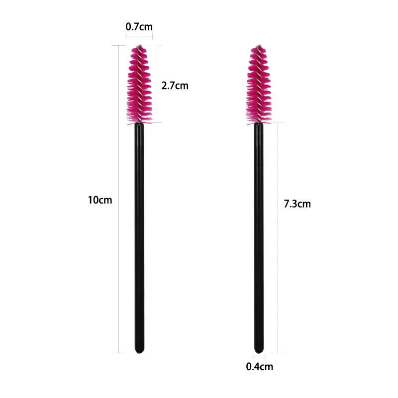 Brosse à cils en nylon de poulet pour salle de bain, tige noire, brosse à mascara, peigne, microbrosse, brosses à tête souple pour femmes, outils de maquillage, 50 pièces