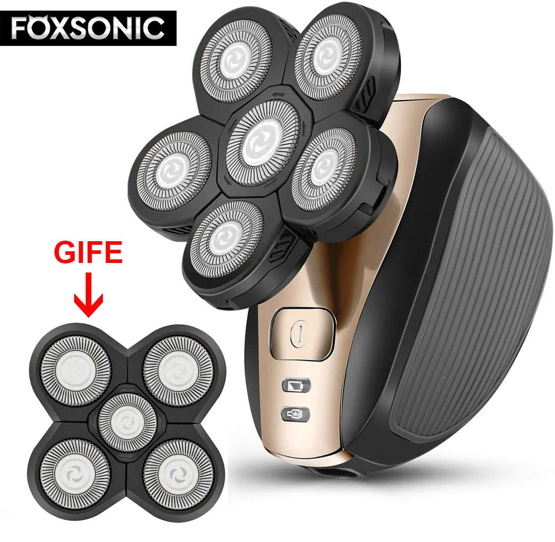 WAHFOX-máquina de afeitar eléctrica recargable para hombres, 6 cabezales flotantes, Kit de aseo