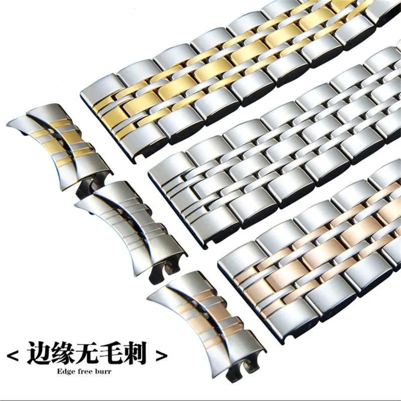 12 14 15 16 17 18 19 20 21 22 23 26 24mm Stainless Steel Watch Band 2in1 Curved Straight Watch Strap Butterfly Buckle Bracelet