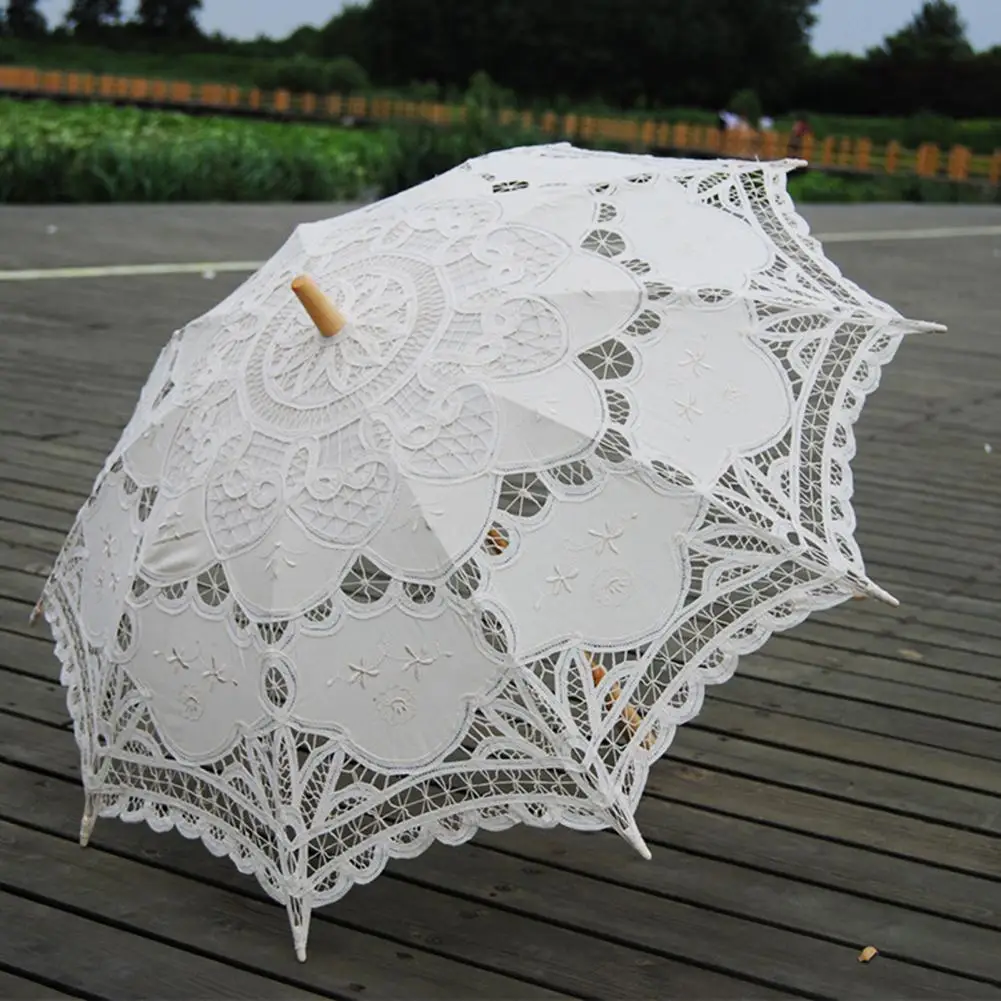 Handmade Bridal Battenburg Lace Parasol and Fan set Wedding Bride Umbrella