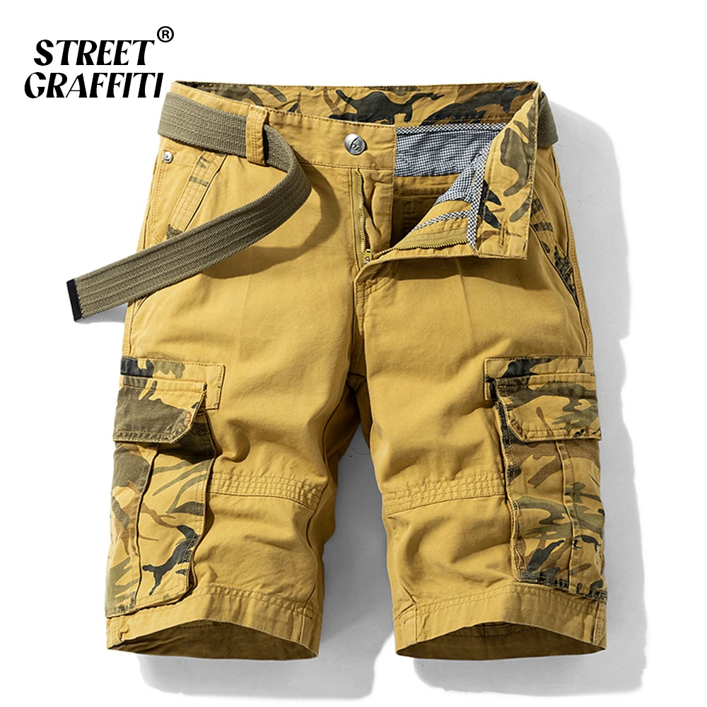 Cargo Shorts Mannen Lente Zomer Rijbroek Katoen Bermuda Camouflage Denim Toevallige Multi-Pocket Broek Kleding Mannen Cargo Korte