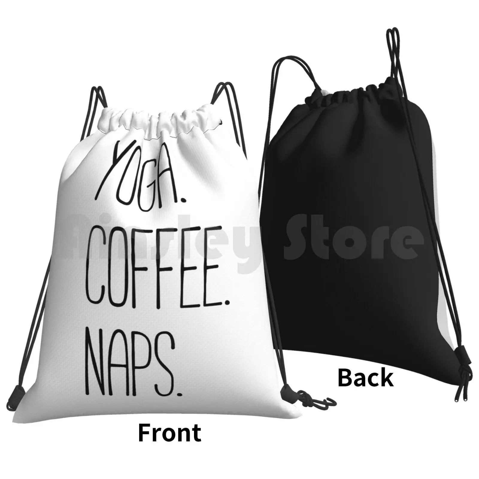 Yoga. Coffee. Naps Backpack Drawstring Bags Gym Bag Waterproof Yoga Coffee Naps Joke Humor Lifestyle Friends Laugh Funny