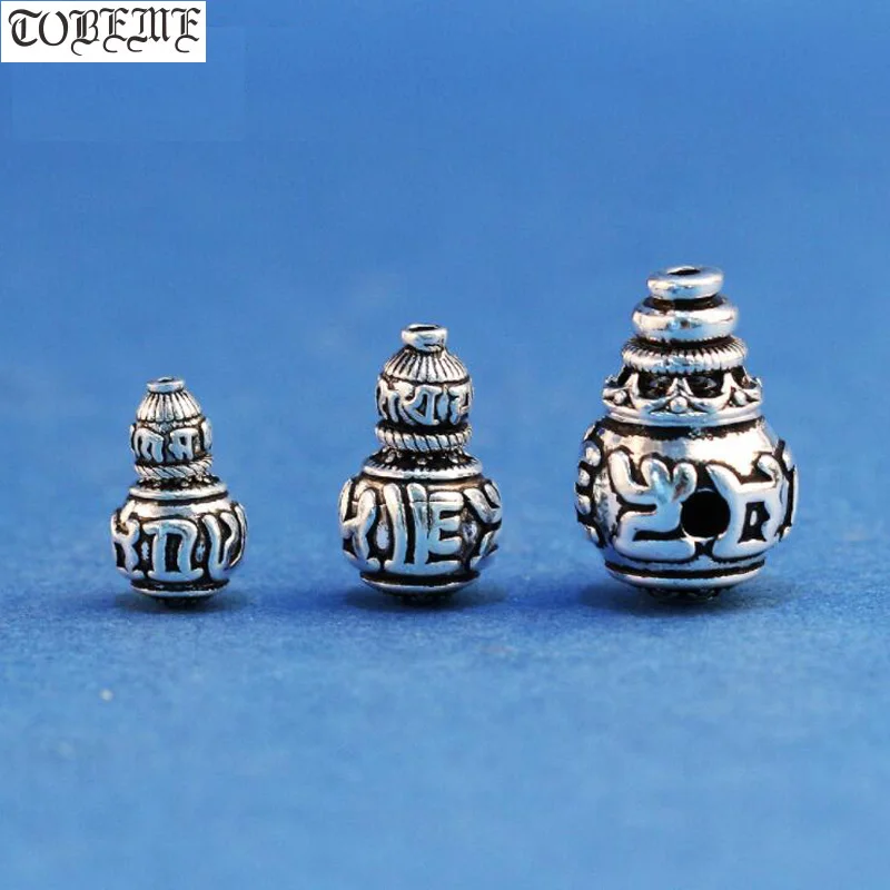 100% 925 Silver Tibetan OM Mani Padme Hum Guru Bead Pure Silver Buddhist Prayer Beads Guru Three-way Bead