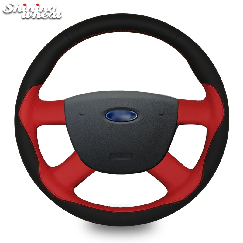 Shining wheat Genuine Leather Car Steering Wheel Cover for Ford Kuga 2008-2011 Focus 2 2005-2011 C-MAX 2007-2010