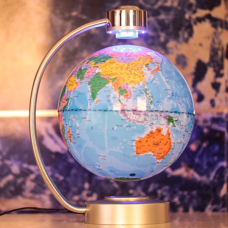 8 Inch Electronic Magnetic Levitation Floating Globe World Map with LED Lights for Boyfriend Christmas Gift Home Decoration