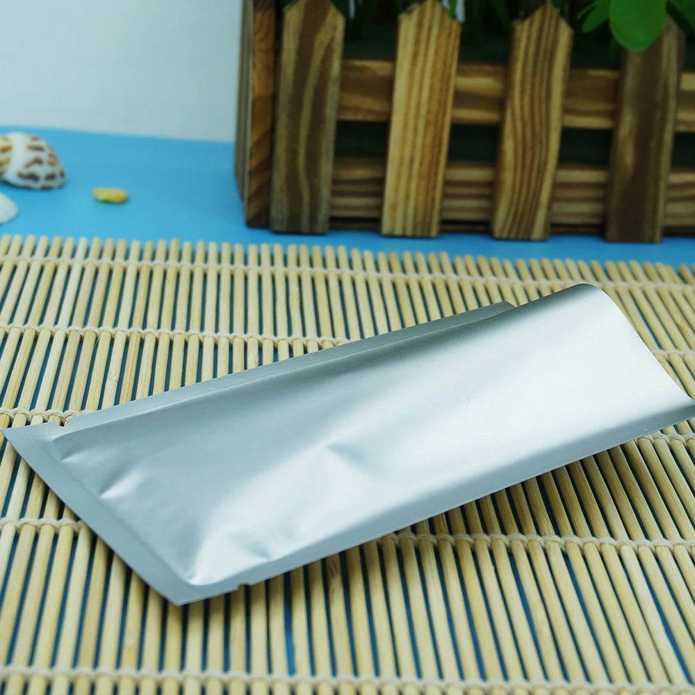 Sacos De Folha De Alumínio, Heat Seal, Top Open Mylar Foil Bag, Superfície Matte, Pacote De Alimentos De Plástico, Pó, Molho, Prata Dumb, 100Pcs