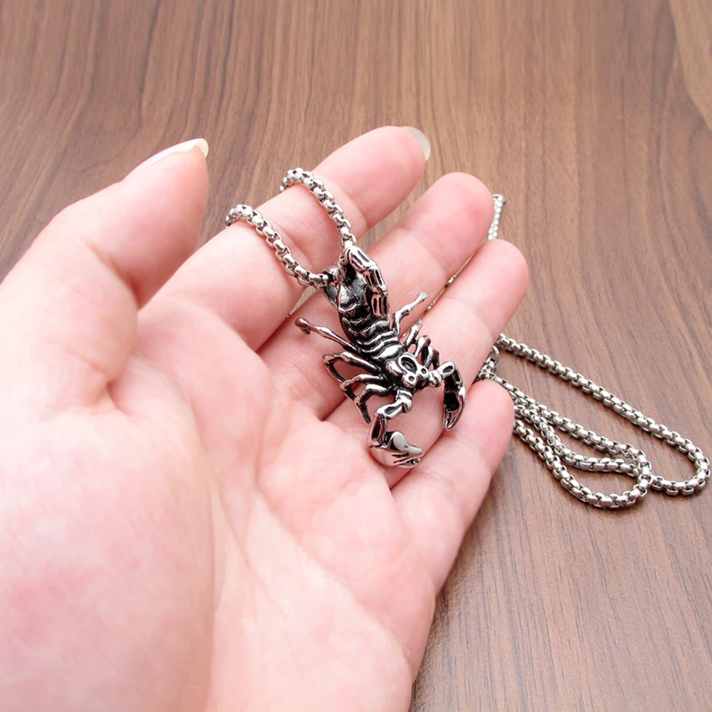 Punk 316L Stainless Steel Silver Color Black Scorpion Pendant Jewelry For Animal Gift