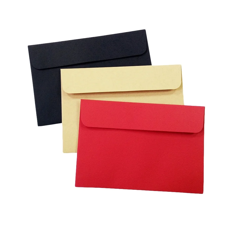 10pcs/Lot Red Black Kraft Paper Envelope Stationery Postcard Colorful Kraft