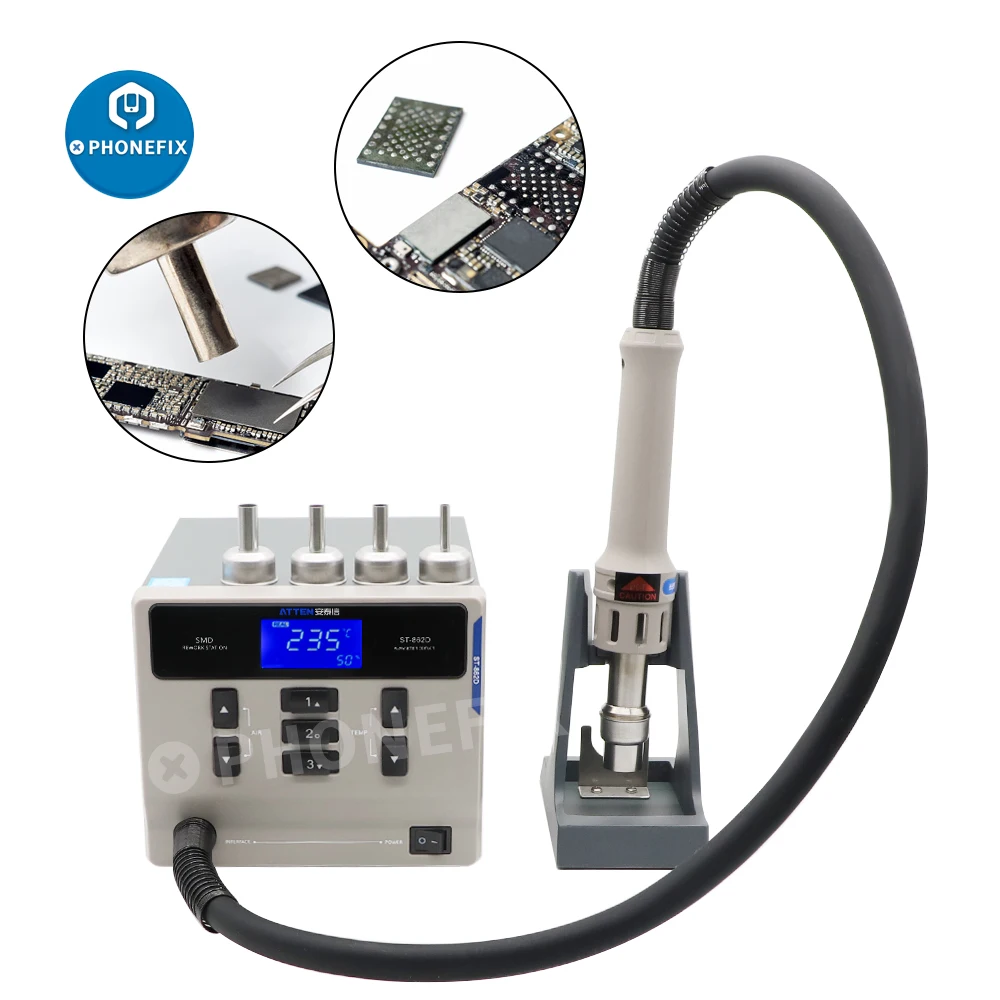 Imagem -03 - Estação de Solda Hot Air Gun Display Digital 1000w Retrabalho Inteligente Telefone Reparo Pcb Chip Atten-st862d