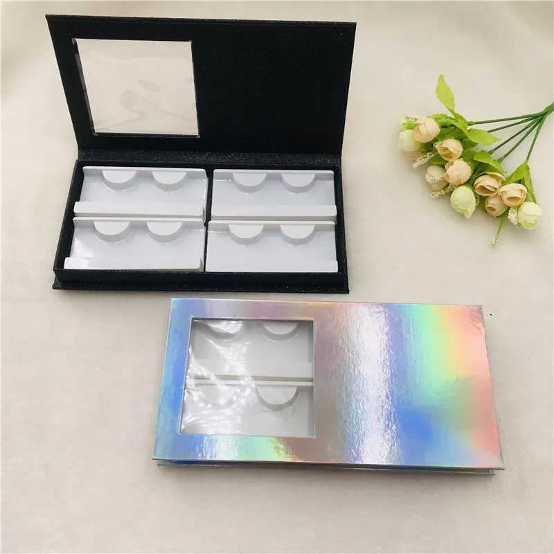 4 pairs Eyelash Book without Lashes Holographic Color and black Empty for 15 20 25mm lashes