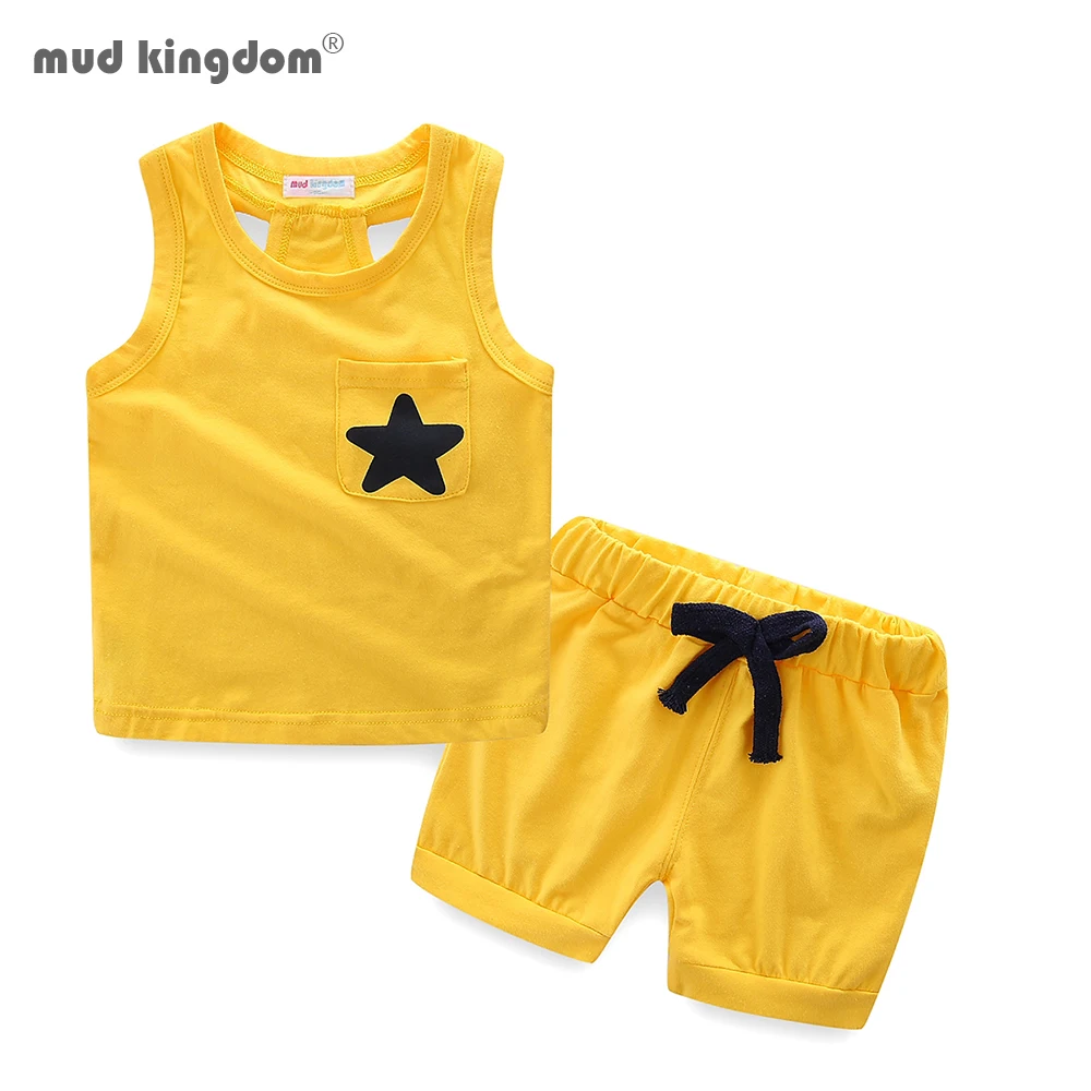 

Mudkingdom Cotton Boys Clothing Set Summer Star Tank Top Outfit for Boy Short Clothes Set Polka Dot Children Suit Wear Cute