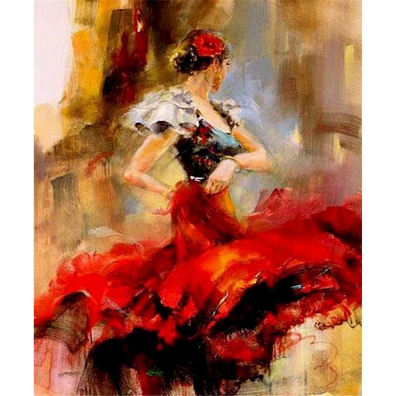 GATYZTORY Oil Paint By Numbers Kits Women Dancing DIY Painting By Numbers On Canvas Frameless Draw Painting Home Decor 60x75cm