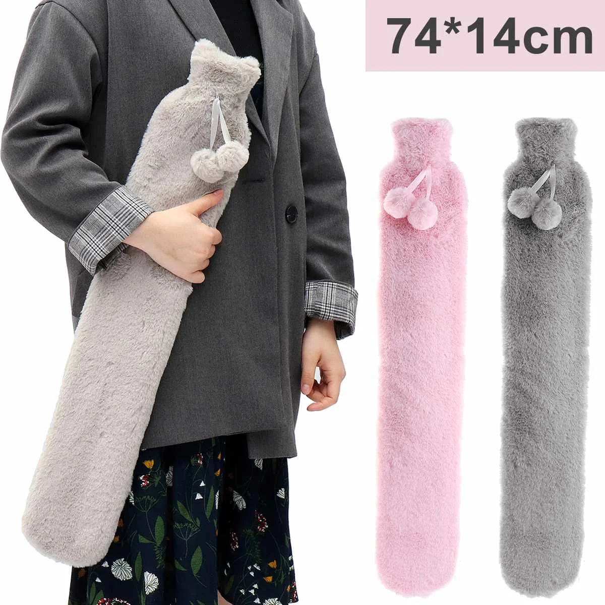 2L Long Strip Warm Handbag Shoulder Neck Waist Plush Heating Compress Hot Water Bottle Flushing Large Capacity Hot Water Bottle