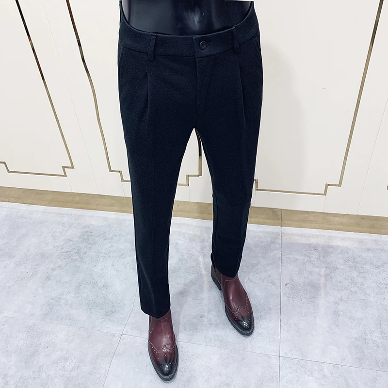 Brand clothing Men's Plus Suit Trousers Autumn and Winter New Slim Foot Pants Business Formal Pants Fashion Casual Trousers 36