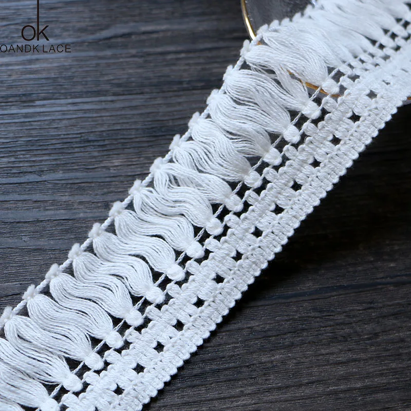 2 yard 5 cm  White  Pure Cotton Fringed African Lace Fabric Ribbon DIY Sewing Trim Wedding Decoration Christmas