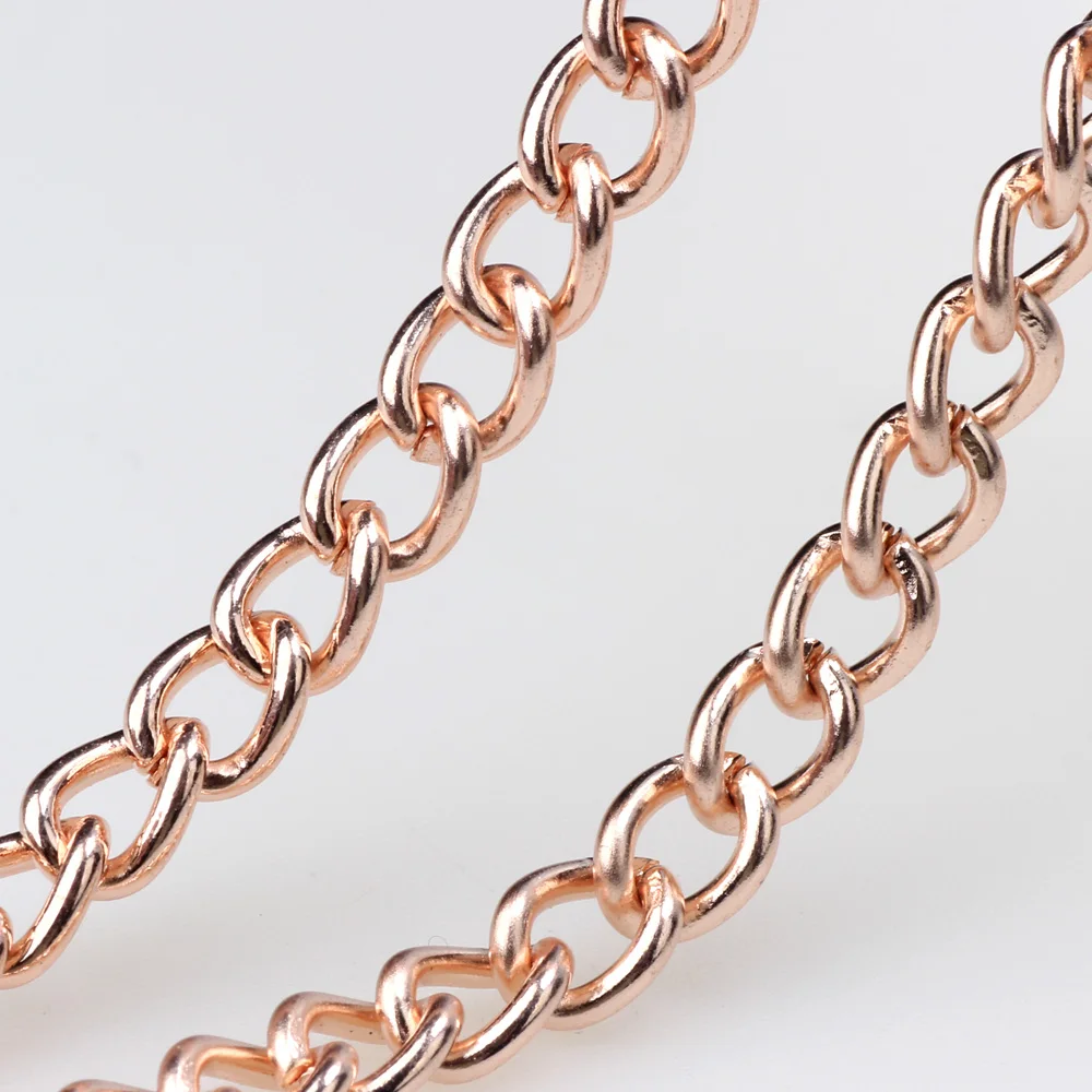 6*8MM 1M/Lot Punk Metal Gold/Rhodium/Bronze/Rose Gold  Necklace/Bracelet for Men Women Curb Cuban DIY Chain making  Jewelry