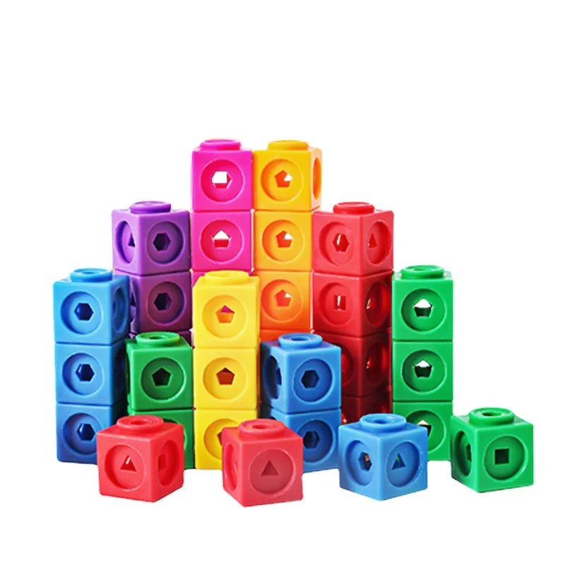 Giocattoli matematici Montessori 10 colori Arcobaleno Link Cubi Blocchi a scatto Gioco impilabile Giocattoli educativi per l'apprendimento per bambini Fai da te Puzzle 3D