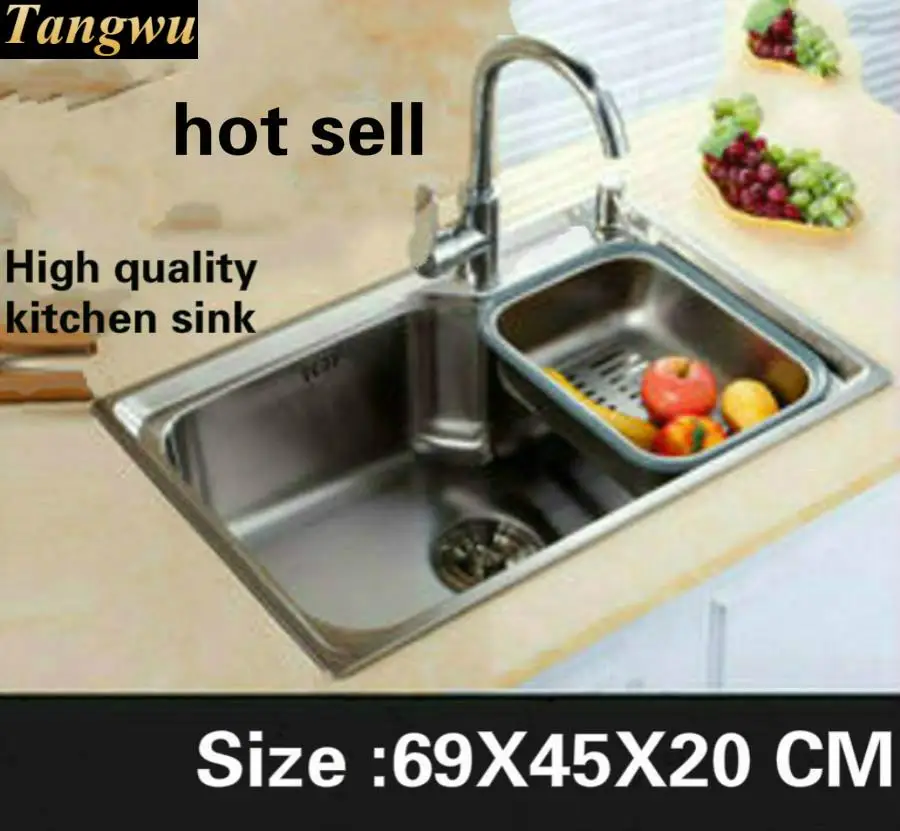 

Tangwu High quality kitchen sink Food-grade 304 stainless steel large single slot The overall tensile 69x45 x20 cm