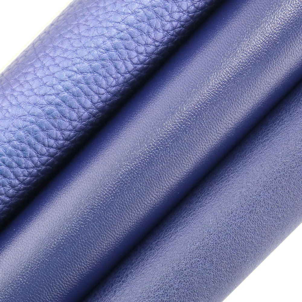 30x134cm Roll Navy Blue Smooth Embossed Faux Synthetic Artificia Litchi Lychee Leather Fabric For Bows Handbags Decoration HM004