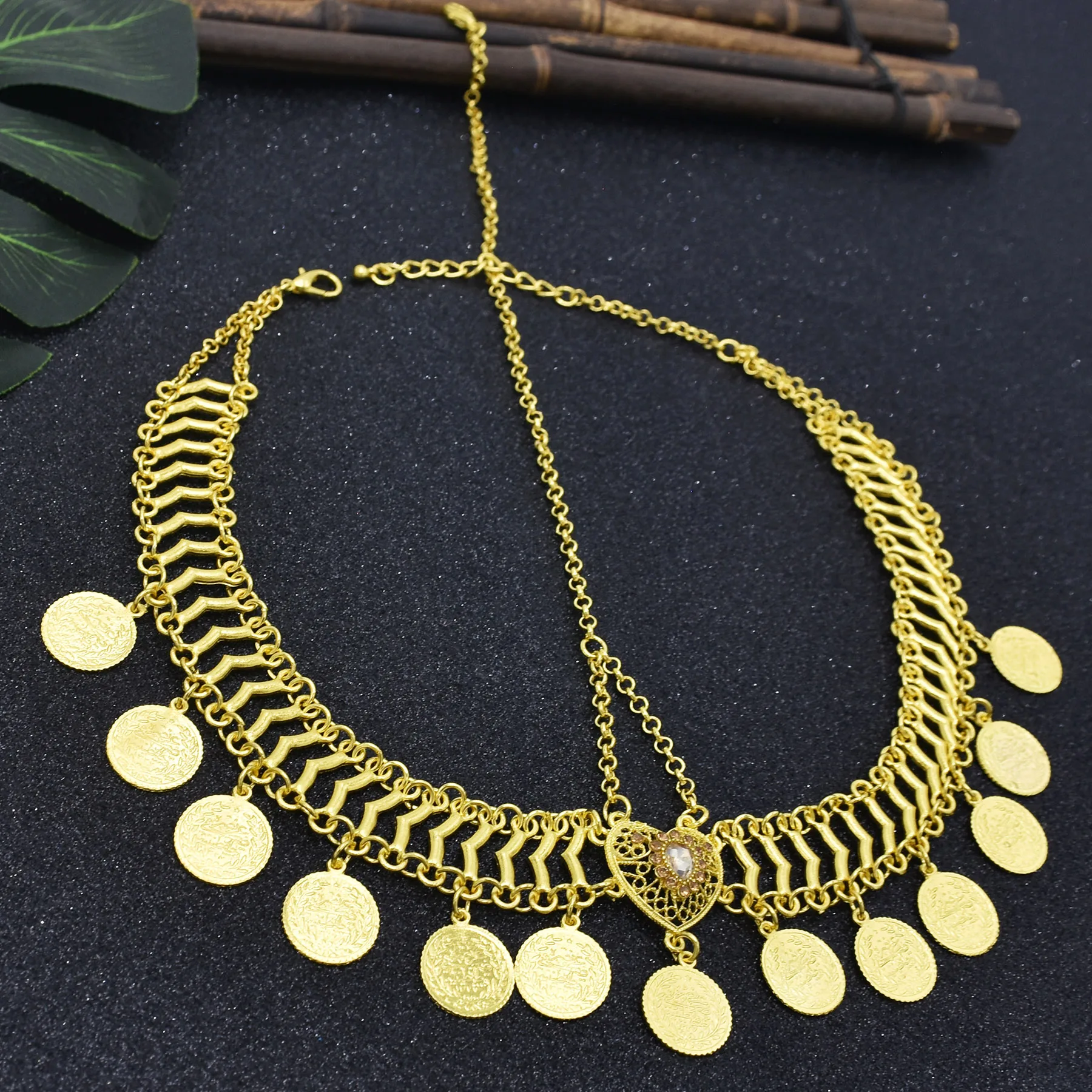 عملة معدنية الجبين سلسلة خمر الذهب والفضة اللون رئيس سلسلة أفريقيا مشبك شعر إثيوبيا الرقص مجوهرات الشعر العربي الهندي