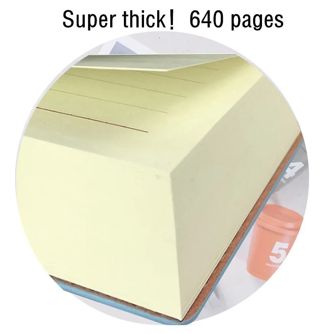 ¡Súper grueso! Cuaderno con reglas de 640 páginas, cuaderno diario, registro de vida, lo mejor para escritura de 3-4 años, A5