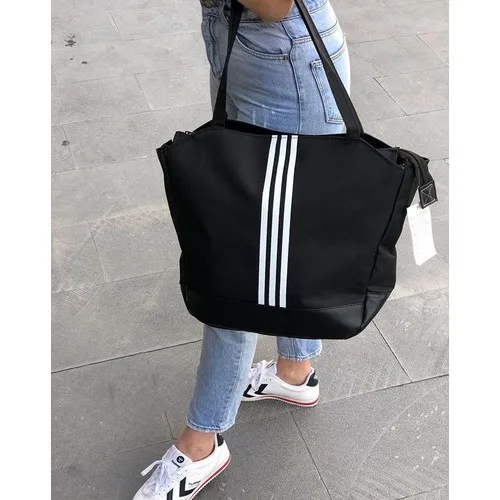 Bag Black Big size Black White Striped Women 'S Sports Bag