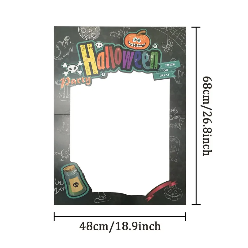 1Pcs 48*68CM Spooky Trick or Treat Happy Halloween Paper Kraft Frame for Home DIY Photo Props Halloween party Decoration