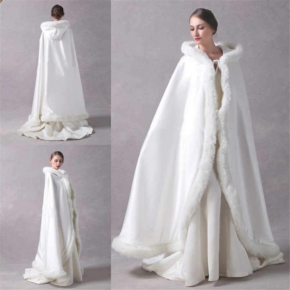 2021 Hooded Cloaks Winter Bridal Wedding Capes Jackets Wicca Robe Warm Christmas Long Wraps In Stock