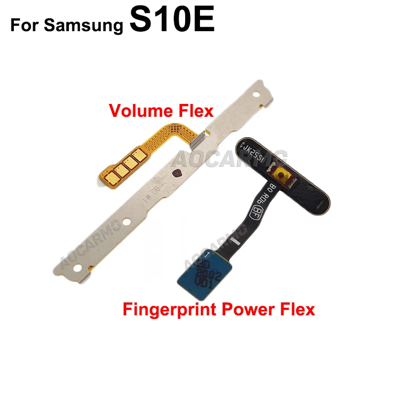 Aocarmo untuk Samsung Galaxy S10e S10E Sidik Jari Tombol Daya Nyala Mati Tombol Volume Naik Turun Bagian Penggantian Kabel Fleksibel