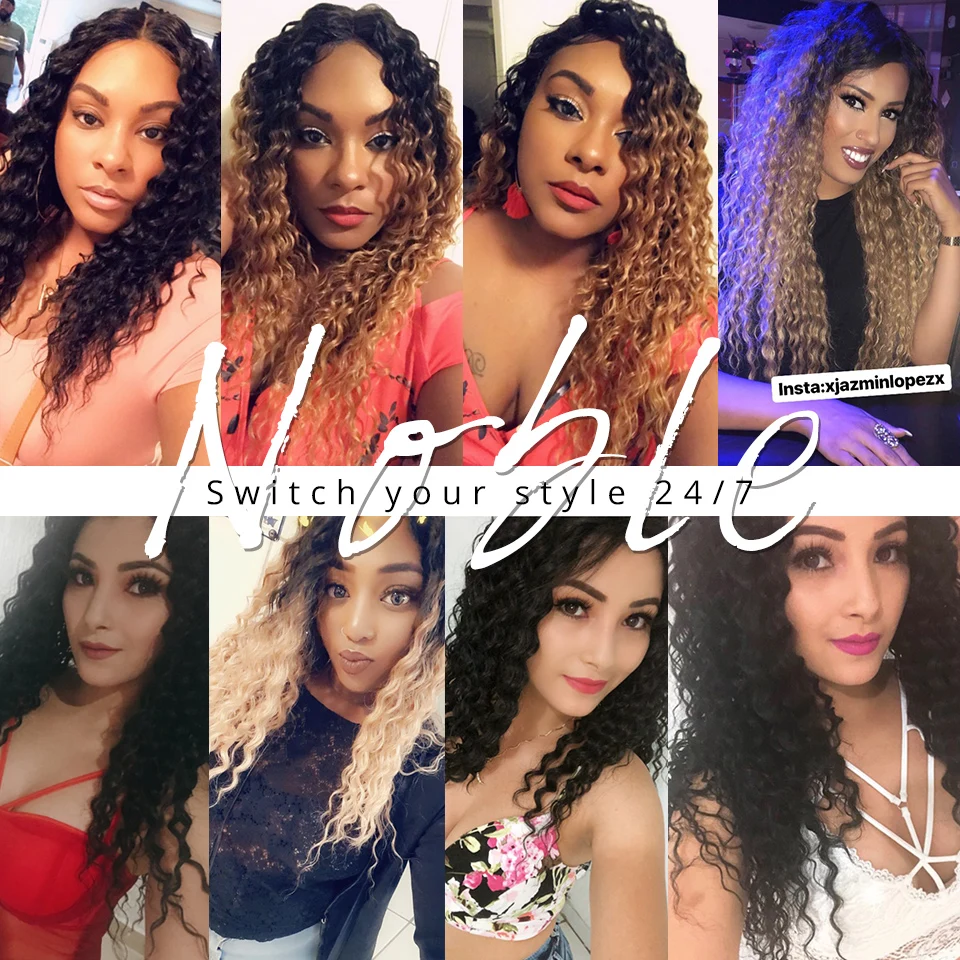 Noble Synthetic Lace Wigs For Black Women Middle Part Long 30